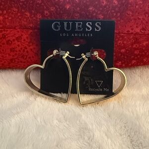 Guess Heart Hoop Earrings.  Brand New!
